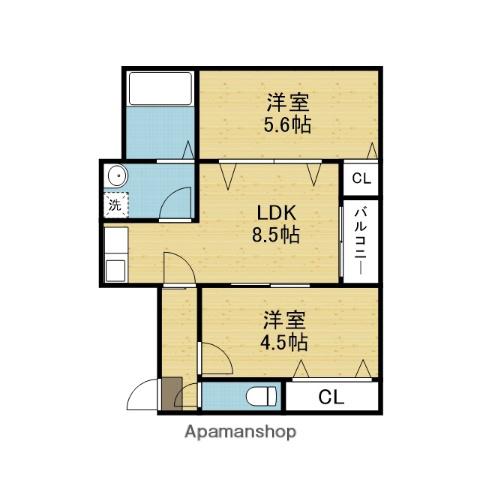 シャルムマルタカ(2DK/3階)の間取り写真