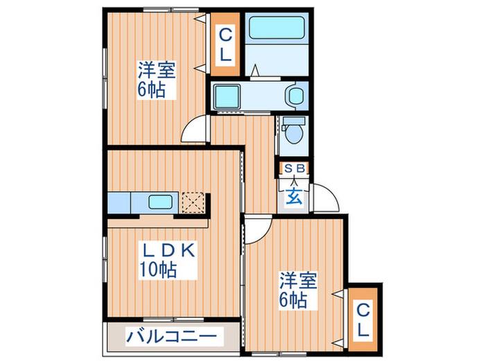 DWELL・K(2LDK/1階)の間取り写真