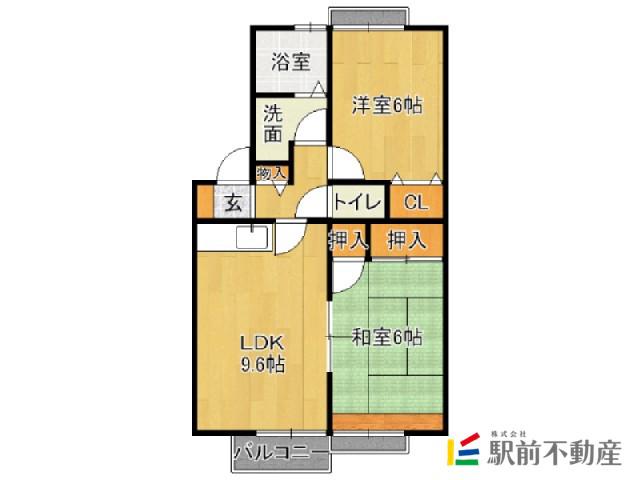 アムール8 B(2LDK/1階)の間取り写真