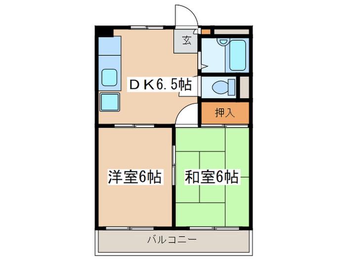 ライフピアノザキ(2DK/3階)の間取り写真