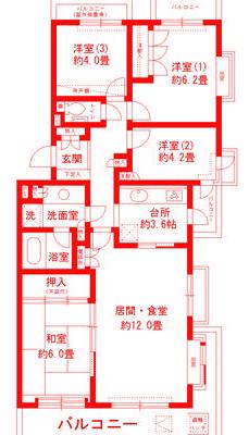 パーク・ノヴァ大船(4LDK/2階)の間取り写真