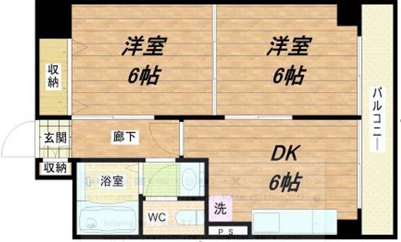 上六青山ハイツ(2DK/10階)の間取り写真