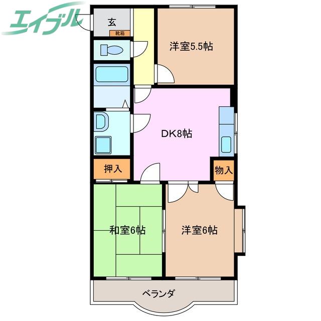 エクセレンス(3DK/2階)の間取り写真