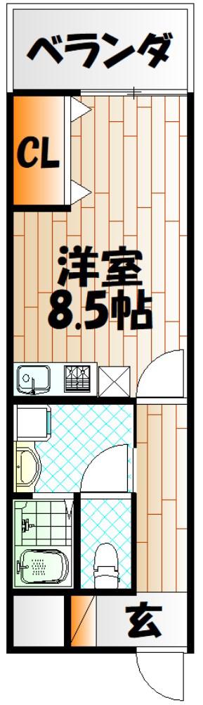 プランドールMK小倉(ワンルーム/5階)の間取り写真