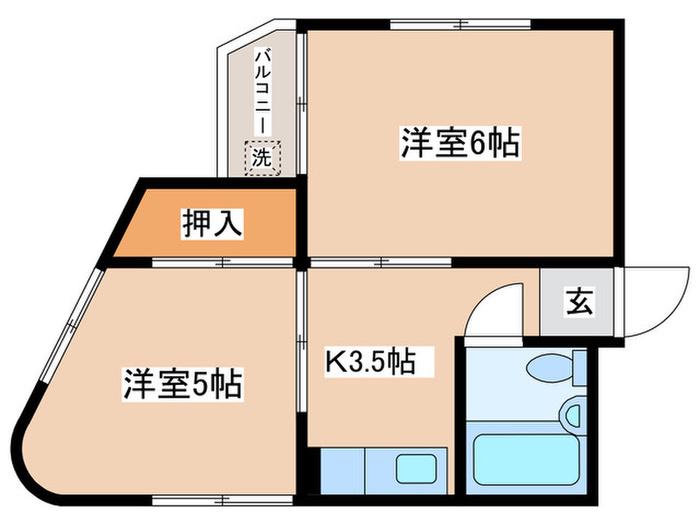梅井ビル(2K/3階)の間取り写真