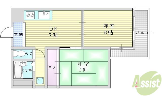 パティオ佐竹台(2DK/4階)の間取り写真