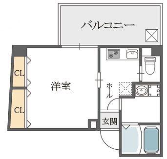 クィーンライフ玉津(1K/9階)の間取り写真