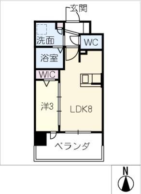 サンパーク堀田(1LDK/6階)の間取り写真