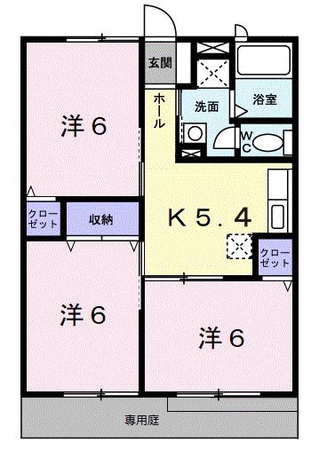 レスポワールII(3K/1階)の間取り写真