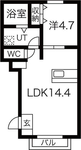 ハレルヤ サチ(1LDK/2階)の間取り写真