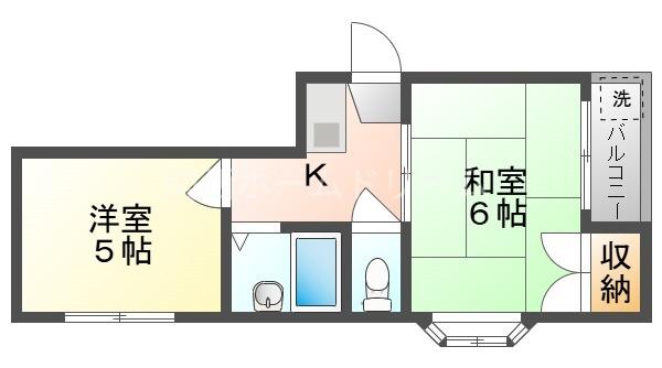 エムハイツ藤田(2K/2階)の間取り写真
