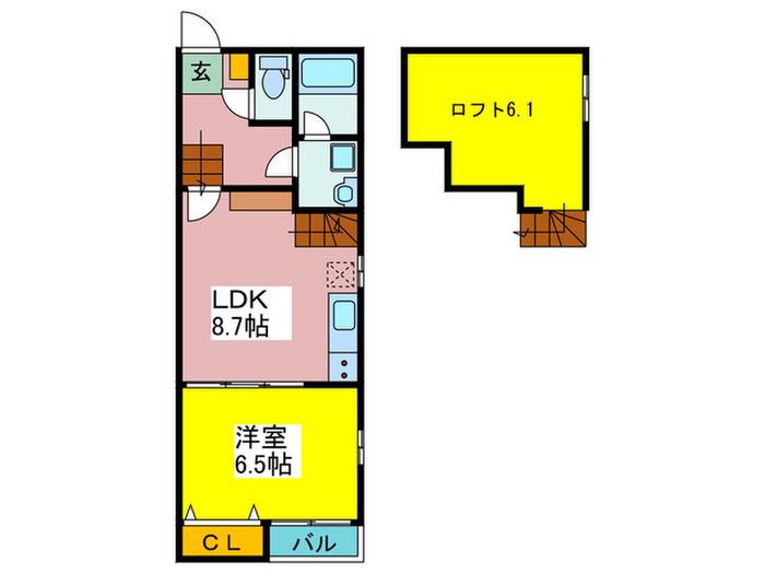 TWIN HILL松幸苑6号棟(1LDK/1階)の間取り写真