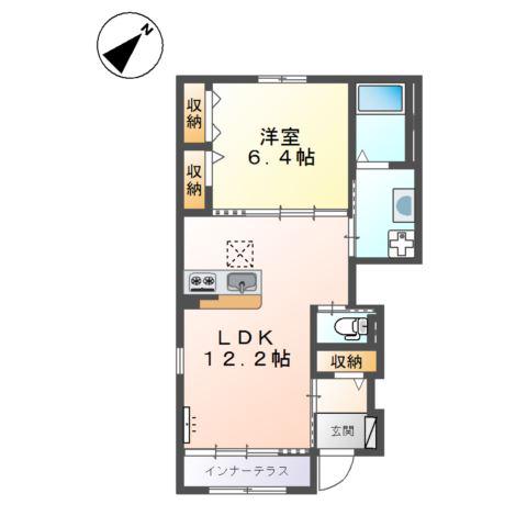 ユニヴァリィ コンフォート(1LDK/1階)の間取り写真