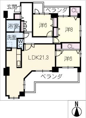ファンタジア第2川名(3LDK/2階)の間取り写真