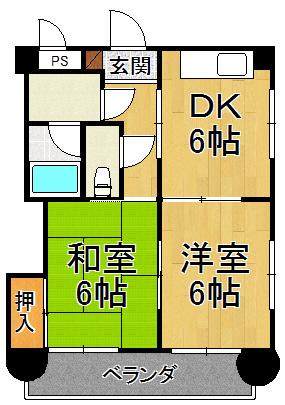 レガリア園田(2DK/1階)の間取り写真