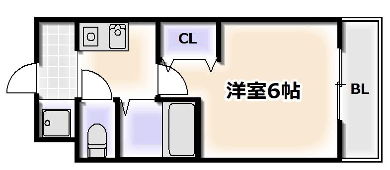 エルミタージュ難波南VI(1K/5階)の間取り写真