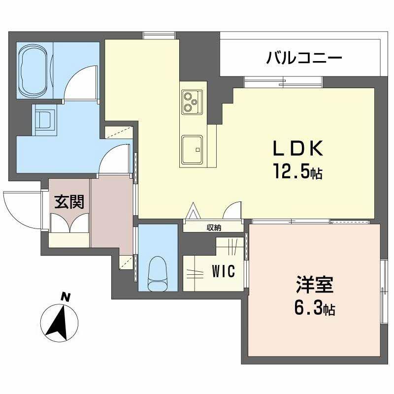 弓張月 上杉(1LDK/2階)の間取り写真