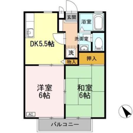 ゴールドバレー(2DK/2階)の間取り写真