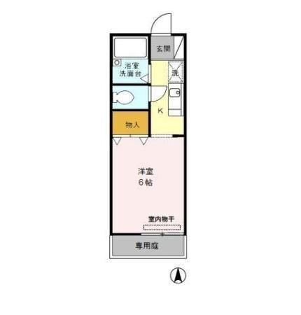 セジュール西春(1K/1階)の間取り写真