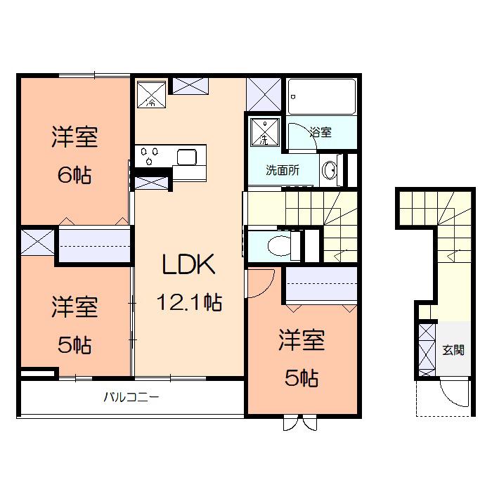 ルシアル湘南(2LDK/2階)の間取り写真