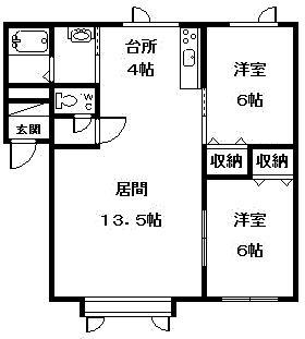Kヴィレッジ ファースト(2LDK/1階)の間取り写真