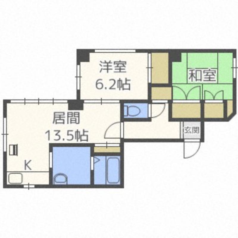 石岡ビル(2LDK/1階)の間取り写真