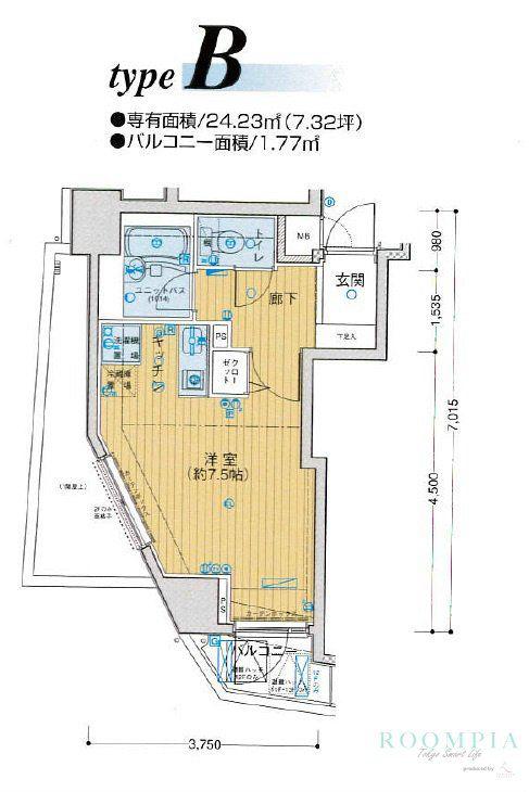 メインステージ本駒込駅前(1K/6階)の間取り写真