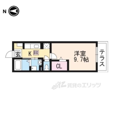 プラシード鳥羽Ⅱ(1K/2階)の間取り写真