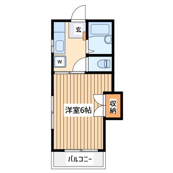 ウイングス1(1K/1階)の間取り写真