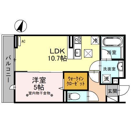 プランドール(1LDK/1階)の間取り写真