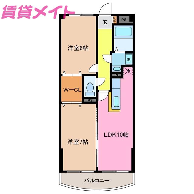 ベルクレスト(2LDK/1階)の間取り写真