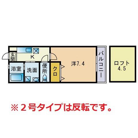 プレステージ城南(1K/2階)の間取り写真