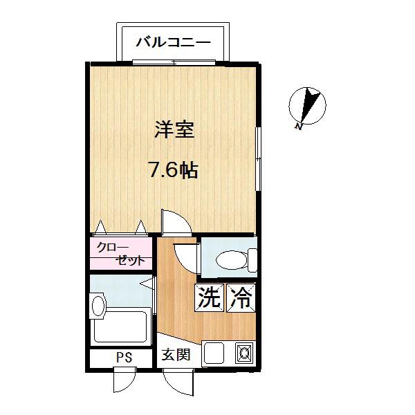 ルミエールブルー(1K/1階)の間取り写真