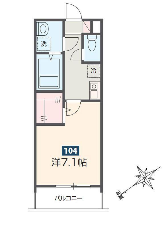 MELDIA京成津田沼II(1K/1階)の間取り写真