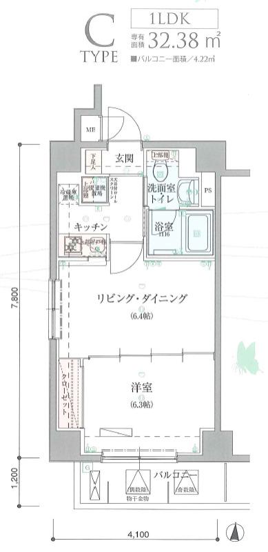 リヴシティ錦糸町(1LDK/5階)の間取り写真