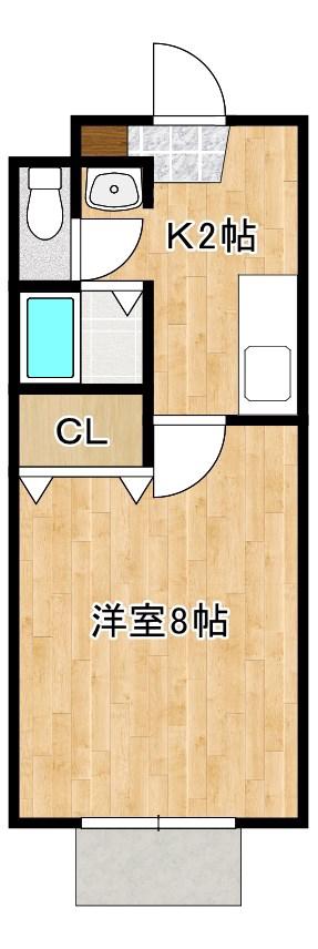 のつハイム(1K/1階)の間取り写真