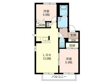 グリーンベルデA(2LDK/2階)の間取り写真