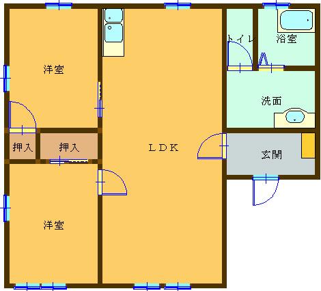ラフォーレ今福(2LDK/1階)の間取り写真