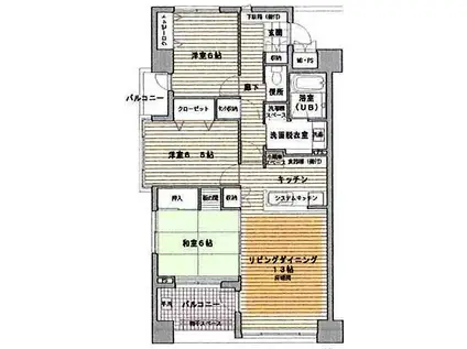 ADVANCE NAGAI II(3LDK/4階)の間取り写真
