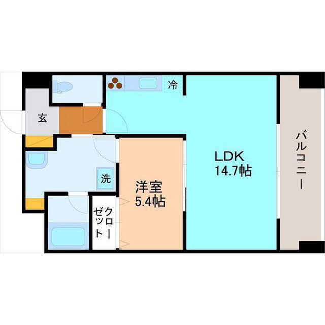 ドゥ・モンターニュ香林坊(1LDK/2階)の間取り写真