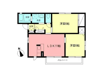 アルテールII(2LDK/2階)の間取り写真