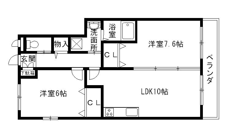 メゾン・ド・サカエ(2LDK/2階)の間取り写真