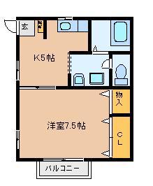 センチュリー155(1DK/2階)の間取り写真