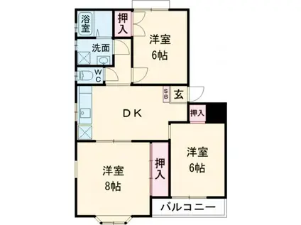 アミューズメントMURO C棟(3DK/2階)の間取り写真