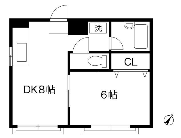 メヌエットオマタ(1DK/1階)の間取り写真