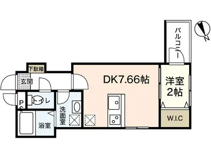 セブンプロート五日市リバーサイドII(1DK/1階)の間取り写真