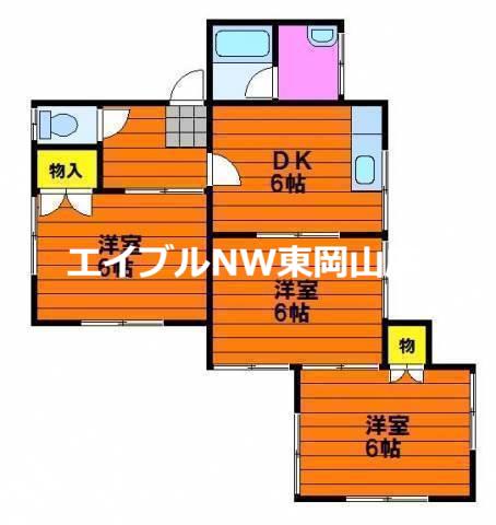 アネックス門田(3DK/2階)の間取り写真