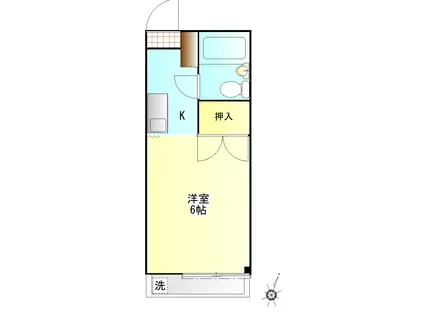 サンアベニュー田倉B(1K/3階)の間取り写真