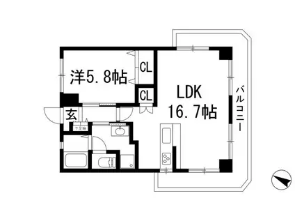 前田マンション(1LDK/4階)の間取り写真