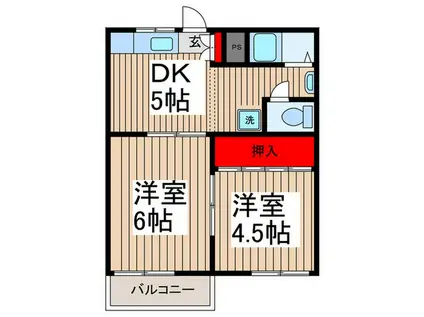 松田コ―ポ(2DK/2階)の間取り写真